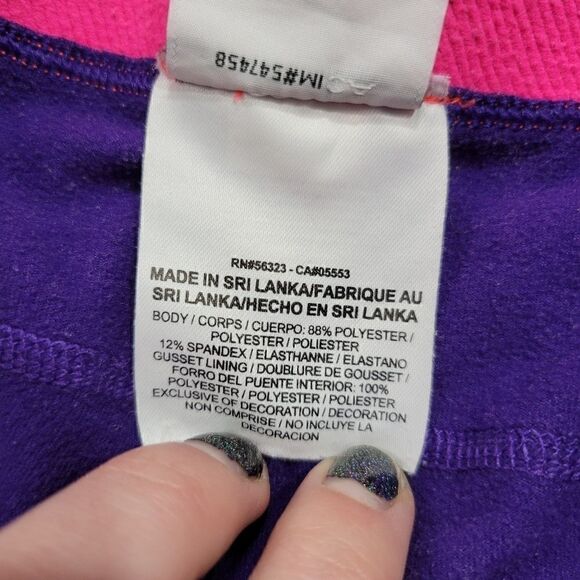 Nike Pro DRI-FIT Women's Medium Purple & Hot Pink Athletic Gym Workout Leggings - Picture 7 of 7